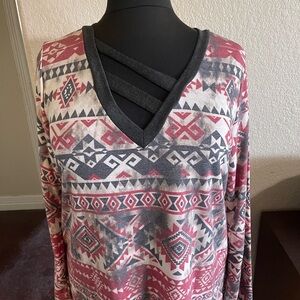 Heimish Aztec V-Neck Top